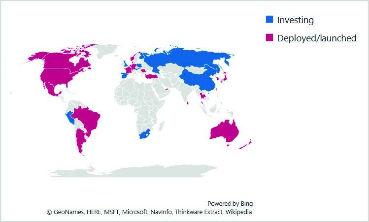 worldwide LTE-M investment status by country