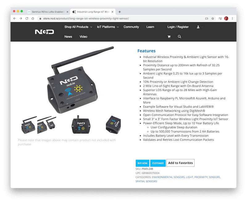 Sentrius RS1xx LoRa-Enabled Sensors