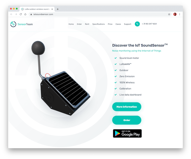 o dispositivo iot soundsensor da sensorteam