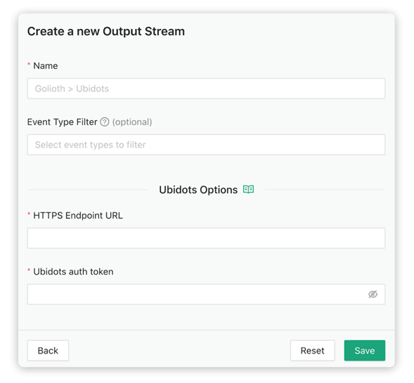 Golioth’s Console: Output Stream section