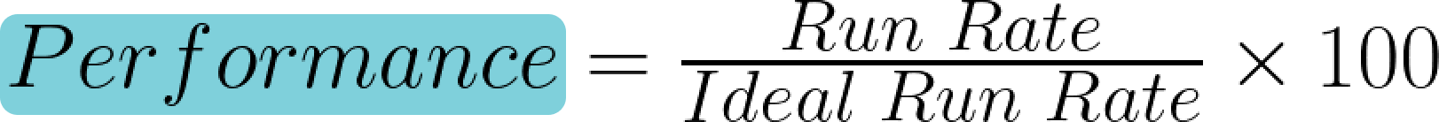 Bild der Leistungsformel: Leistung = (Laufrate/Ideale Laufrate) x 100.